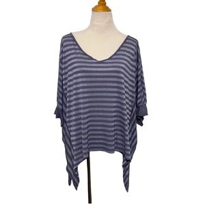 Seven7 stripe gray silver metallic top dolman sleeve Women’s Size 18 / 20
